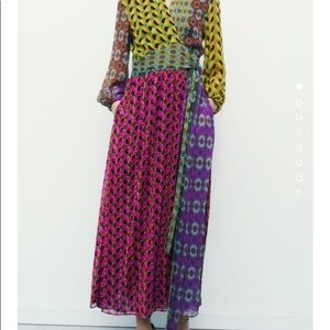 Zara Printed MIDI Dress Multicolored size S
